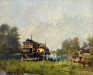 セーヌ川のLaundressesボート 作： Stanislas Victor Edouard Lepine